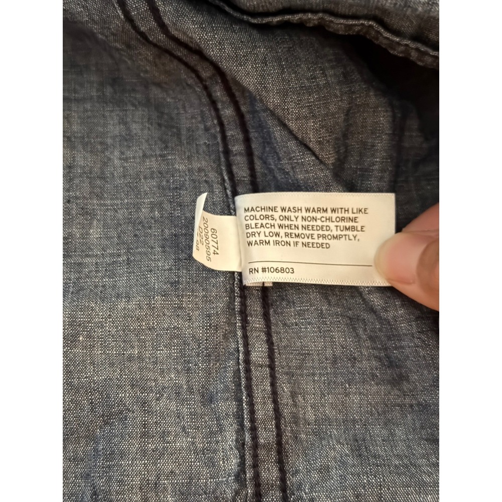Duluth Trading Co L Womens Rootstock Chambray Utility Shirt Dress Organic Cotton - Picture 9 of 13
